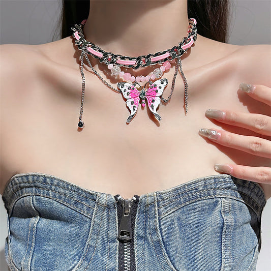 Butterfly Dream Necklace – Y2K Fairycore Pink Romantic Jewelry