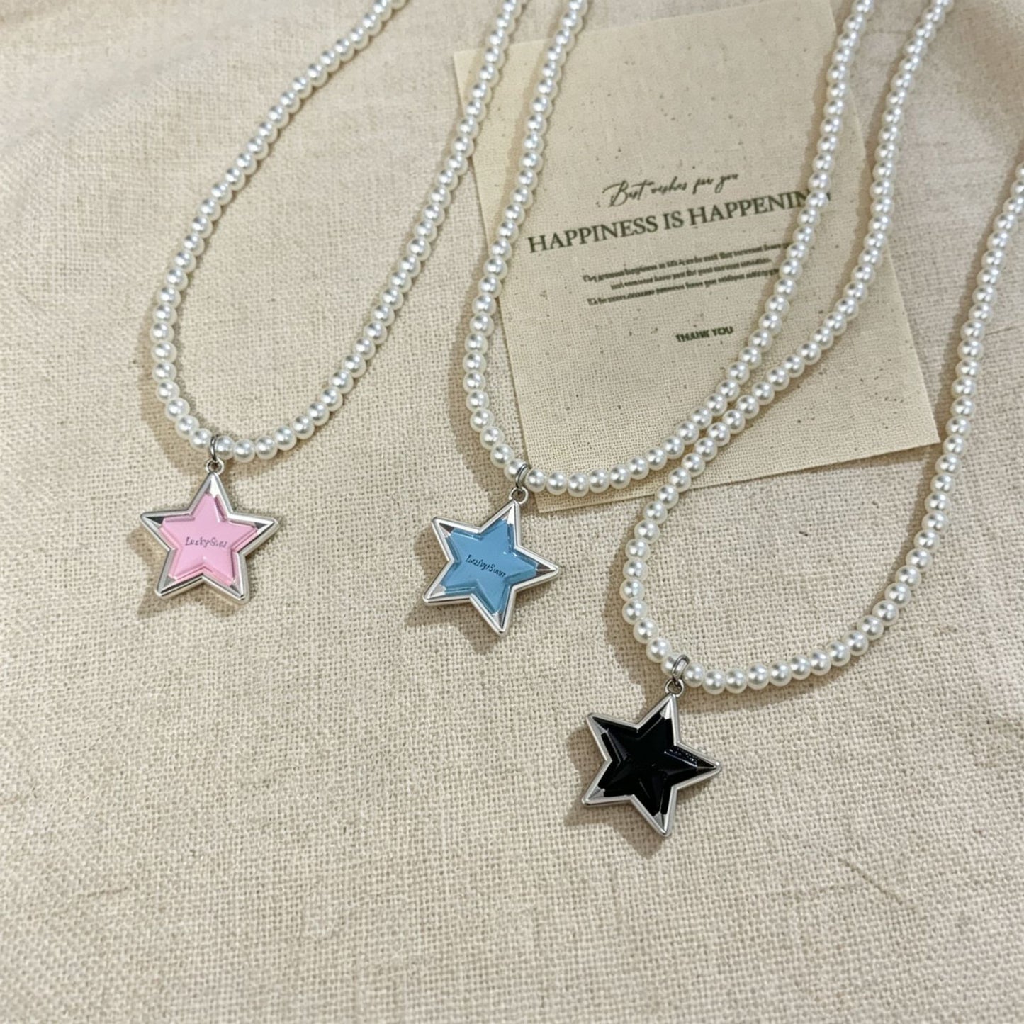 Lucky Star Pearl Necklace — Y2K Coquette Charm Necklace