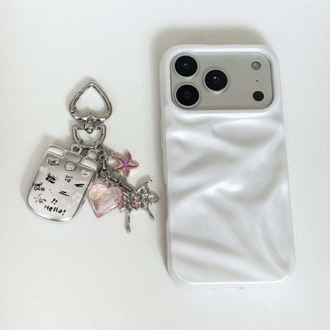 Y2K Heart Charm Keychain — Cute Aesthetic Bag Pendant with Star & Love Charms