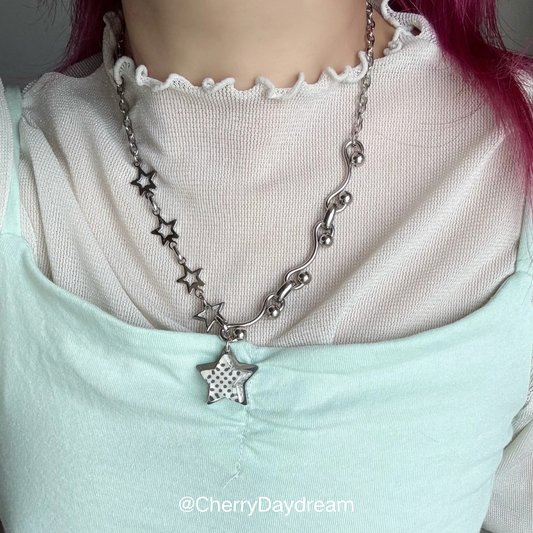 Handmade Polka Dot Star Asymmetric Necklace