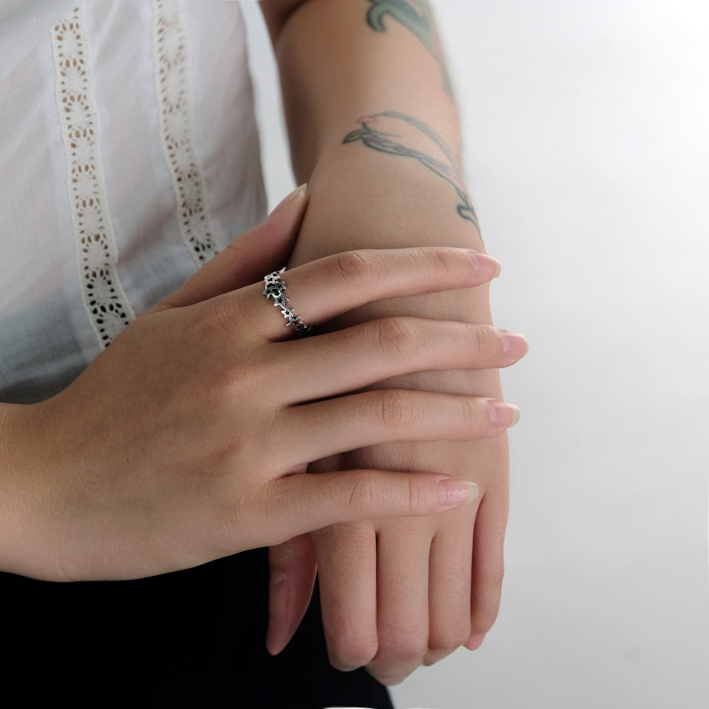 Cosmic Star Ring — Y2K Silver Alloy Statement Ring
