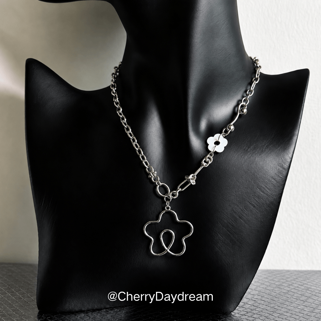 Dream Bloom Necklace — Silver Floral Charm Necklace