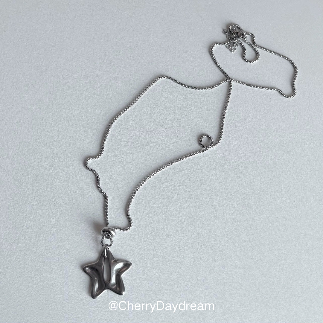 Silver Hollow Star Pendant Necklace