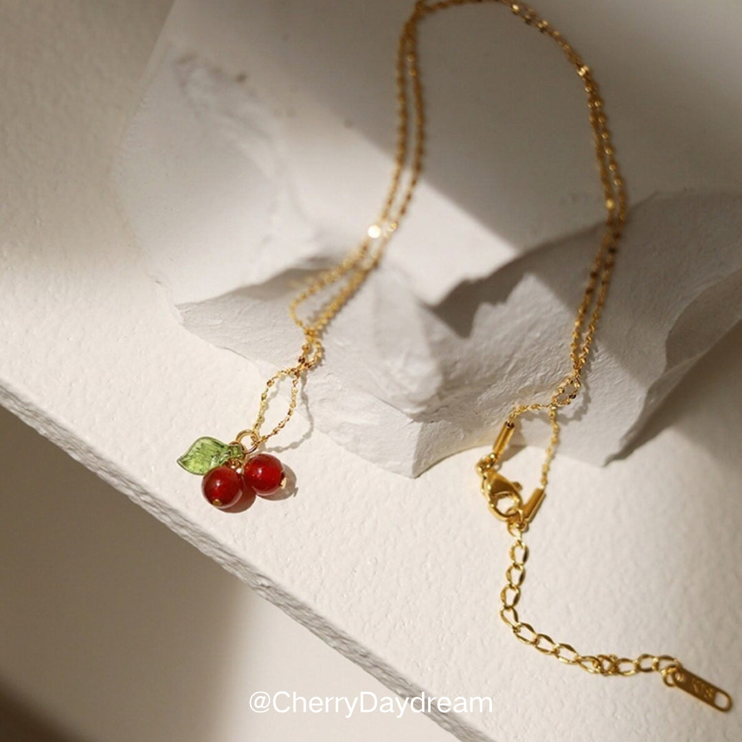 18K Gold Plated Cherry Charm Necklace