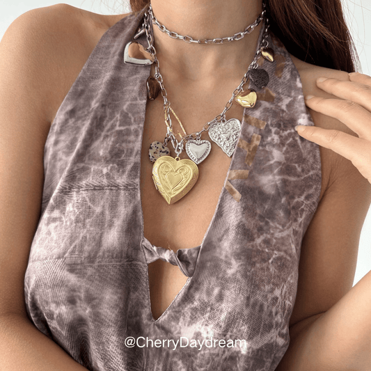 Vintage Heart Charm Long Chain Necklace & Waist Chain