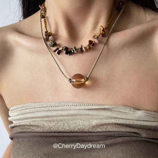Boho Stone & Glass Bead Layered Necklace