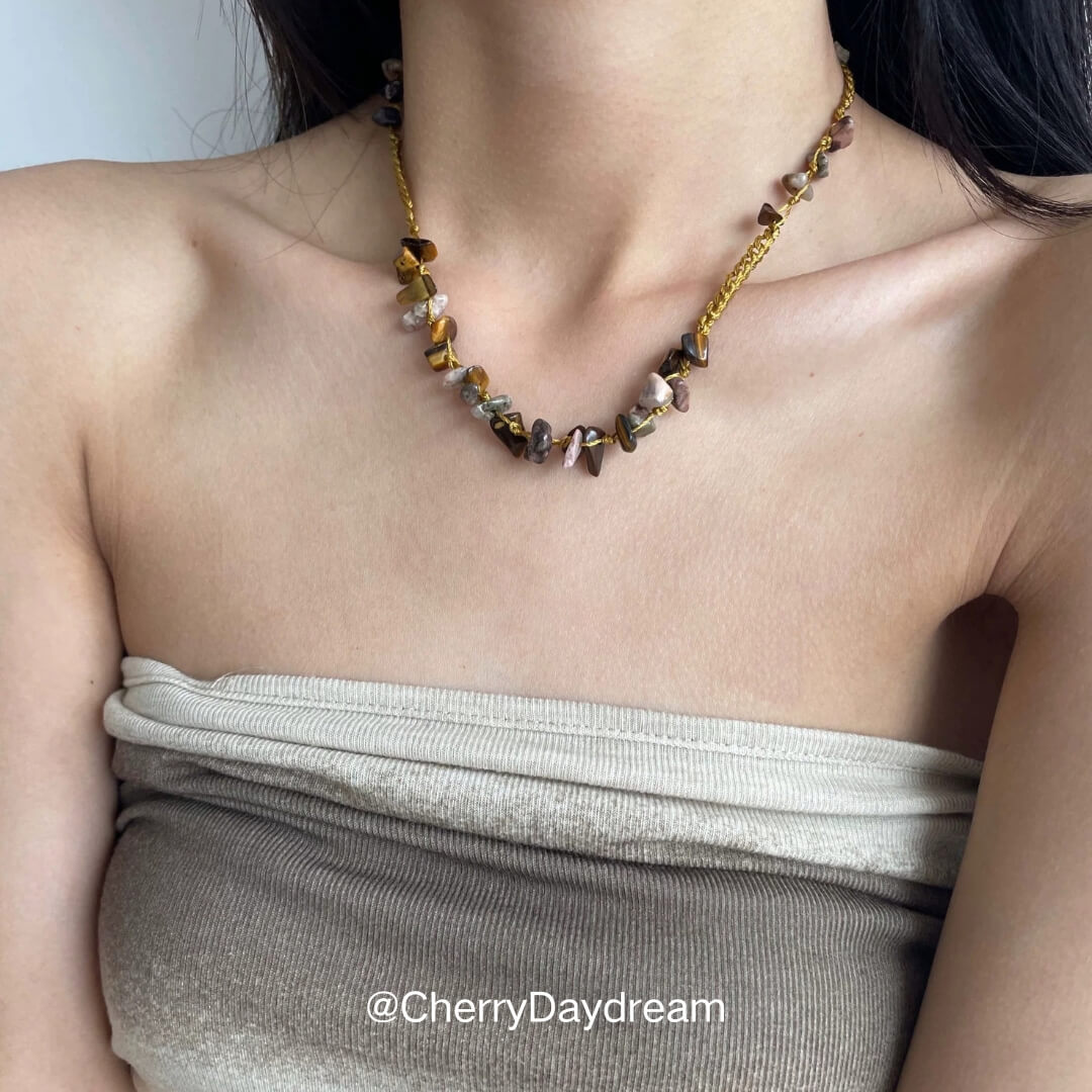 Boho Stone & Glass Bead Layered Necklace
