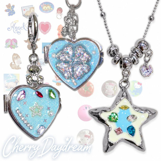 Colorful Star Necklace & Heart Mirror Charms
