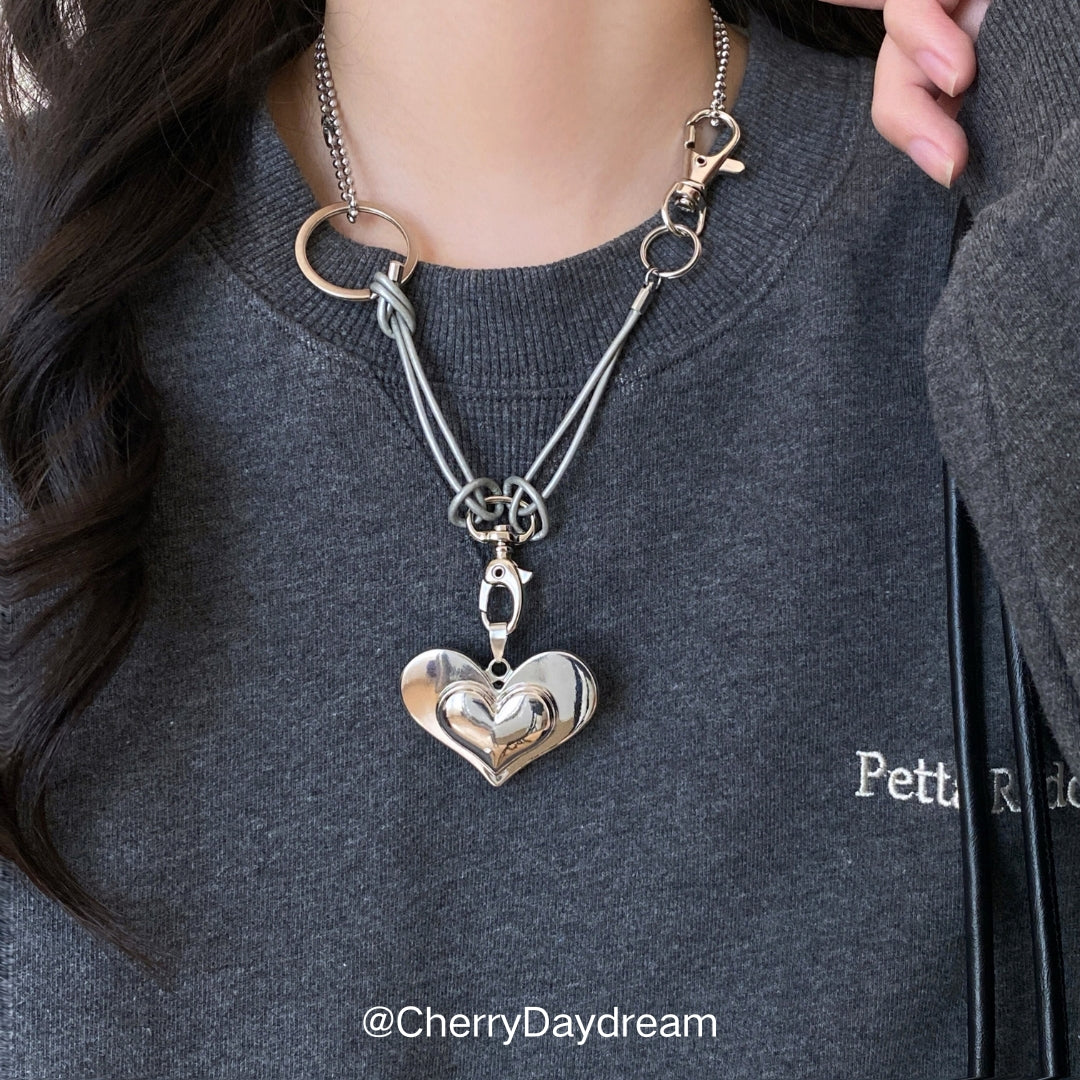 Silver Heart Hardware Choker Necklace