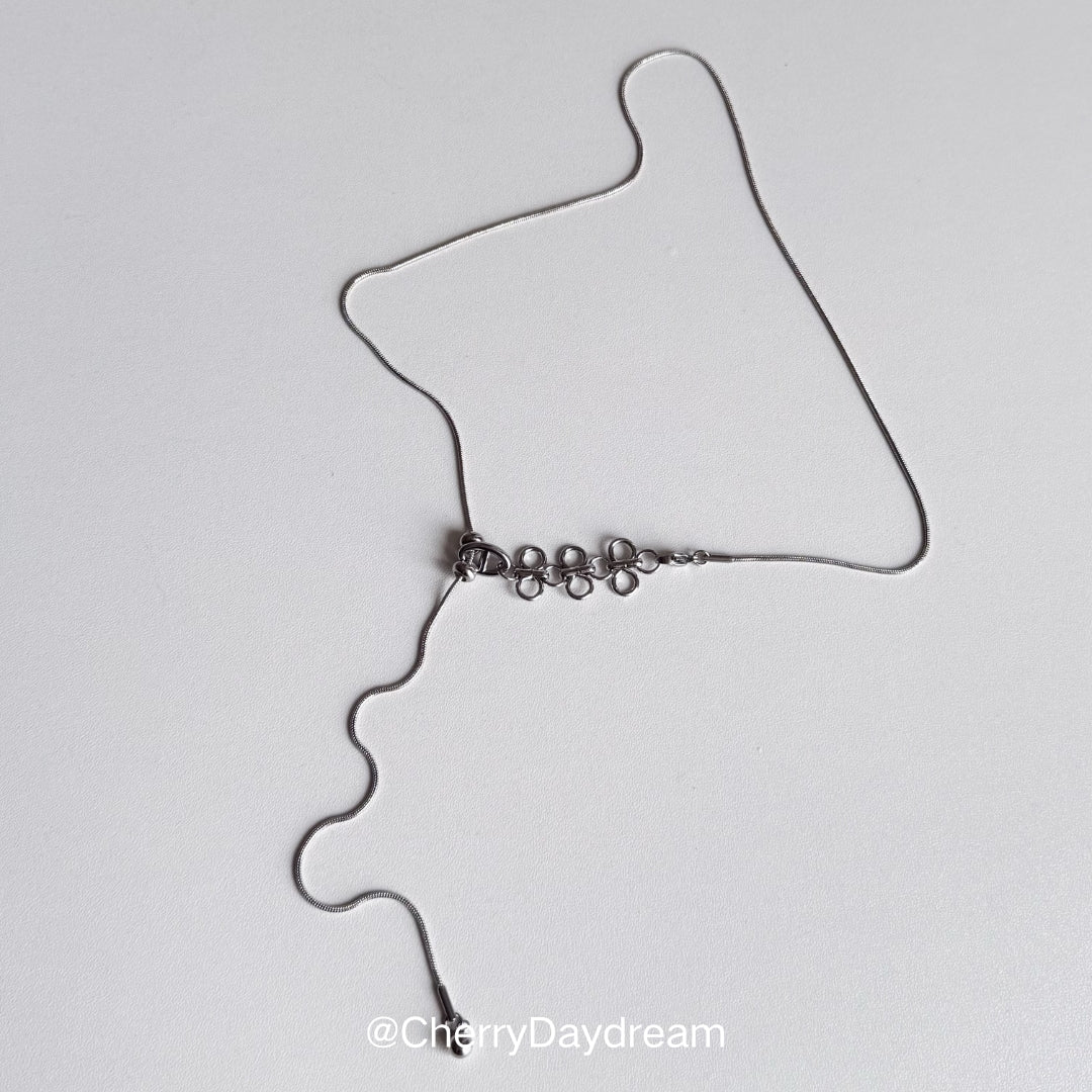 Silver Lace Flower Sliding Snake Chain Necklace
