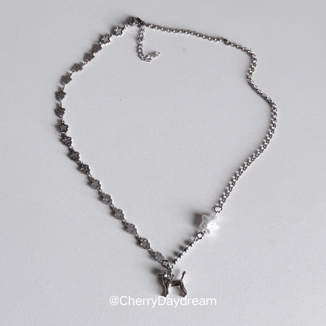 Puppy Flower Star Charm Necklace