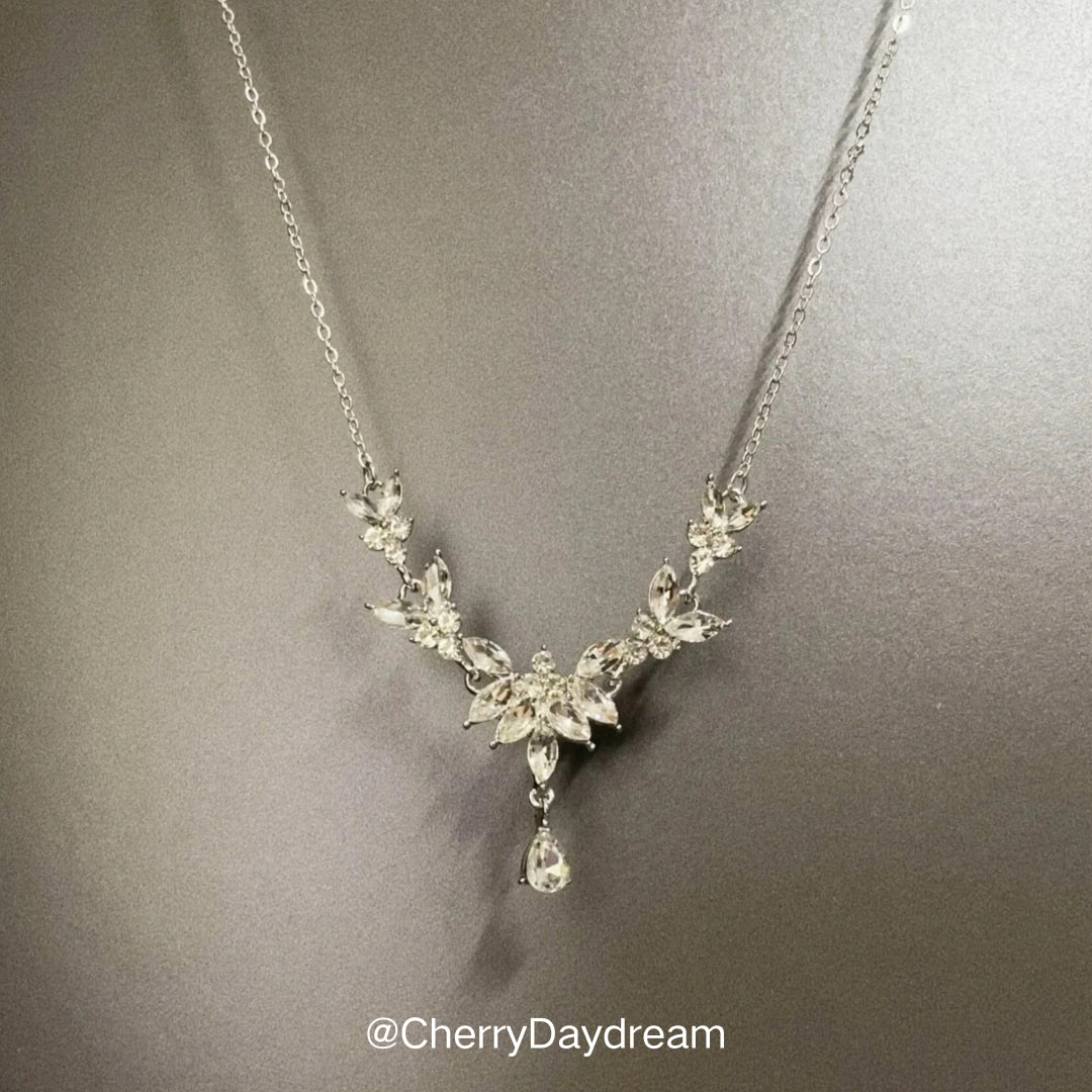 Crystal Floral Drop Necklace