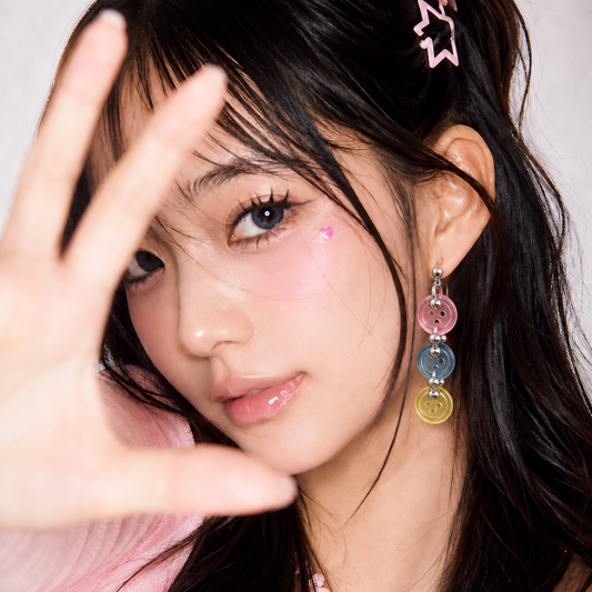 Colorful Button Drop Earrings — Y2K Kawaii Retro Statement Earrings