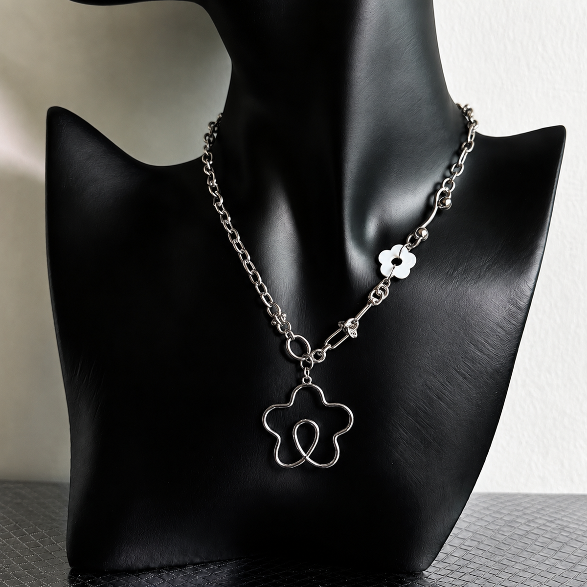 Dream Bloom Necklace — Silver Floral Charm Necklace