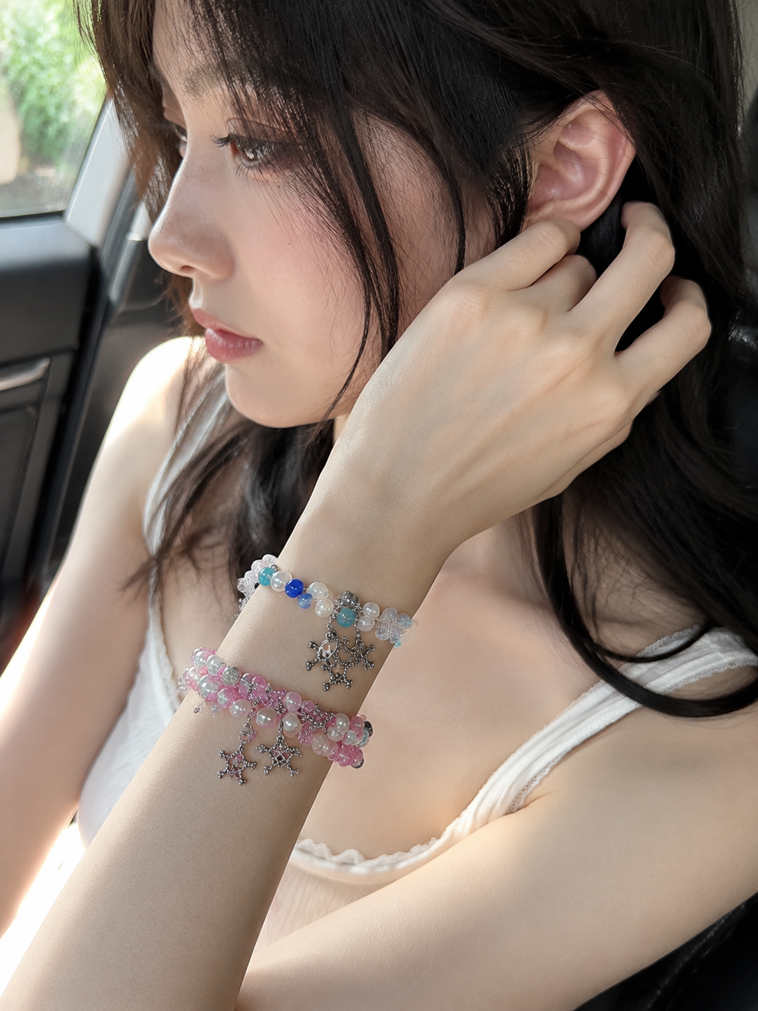 Sweet Chaos Charm Bracelet — Y2K Pearl Beaded Statement Bracelet