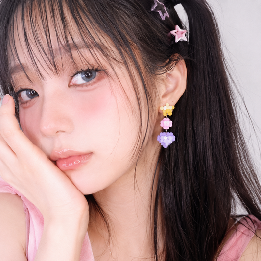 Flower Cluster Earrings — Y2K Fairycore Colorful Statement Earrings