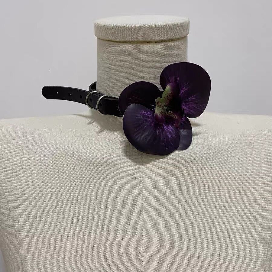 Orchid Bloom Choker — Y2K Floral Statement Collar Necklace