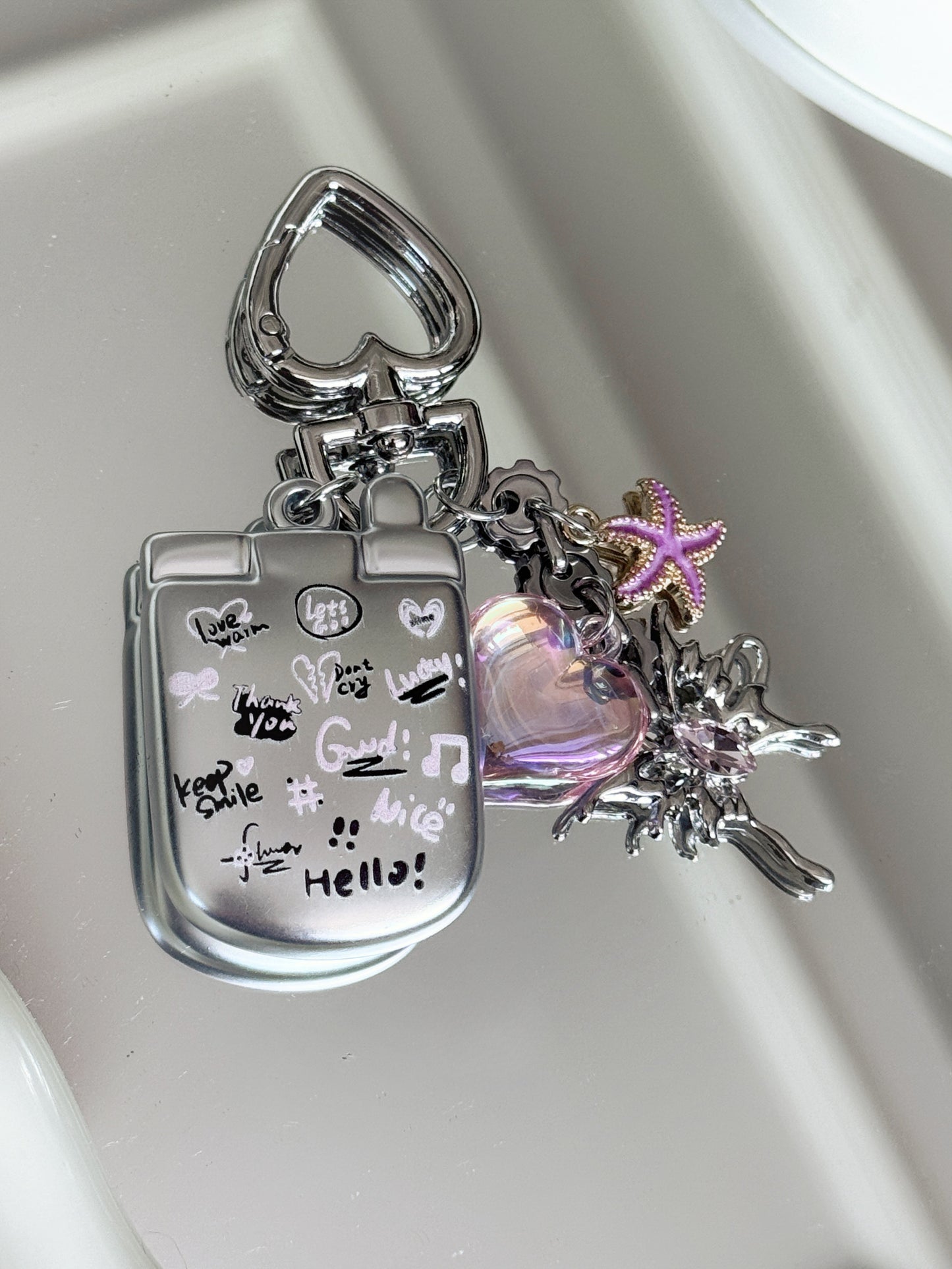 Y2K Heart Charm Keychain | Cute Aesthetic Bag Pendant with Star & Love Charms