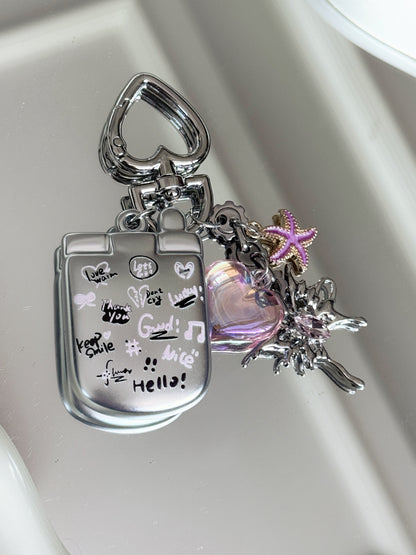 Y2K Heart Charm Keychain | Cute Aesthetic Bag Pendant with Star & Love Charms