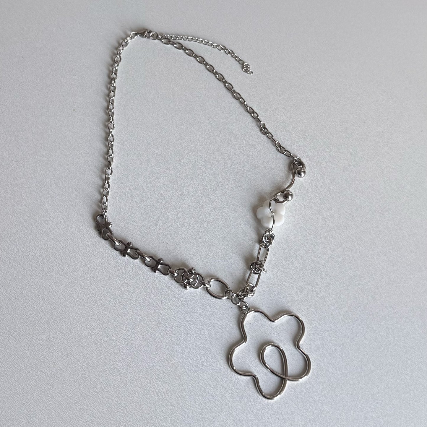 Dream Bloom Necklace — Silver Floral Charm Necklace