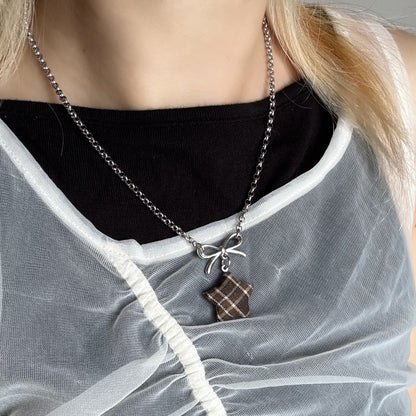Star Bow Necklace — Y2K Fairycore Fabric Charm Necklace