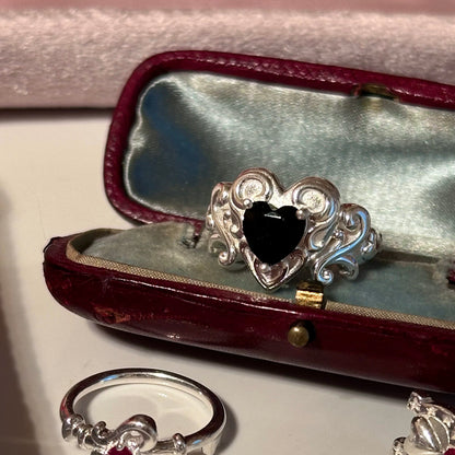Vintage Heart Ring — Antique Silver Love Statement Ring