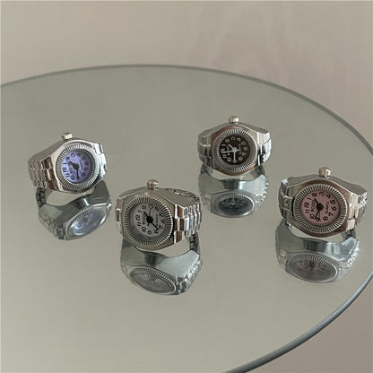 Mini Finger Watch Ring | Adjustable Retro Dial Alloy Jewelry for Women