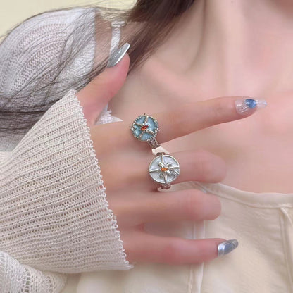 Dreamy Blue Crystal Butterfly Ring – Y2K Mermaidcore Fairycore Jewelry