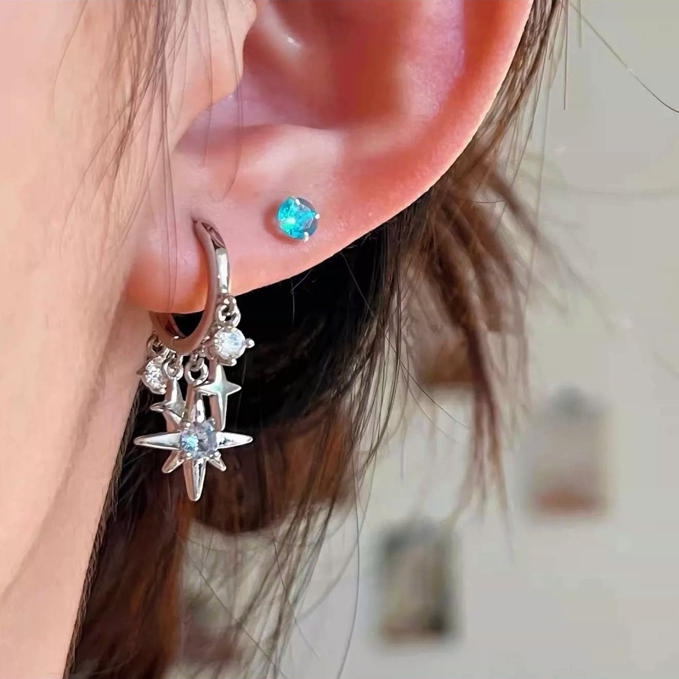 Starlight Crystal Earrings — Y2K Celestial Star Drop Earrings