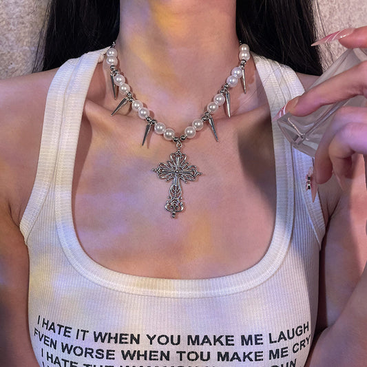 Angel Tears Pearl Necklace – Y2K Gothic Dark Coquette Jewelry