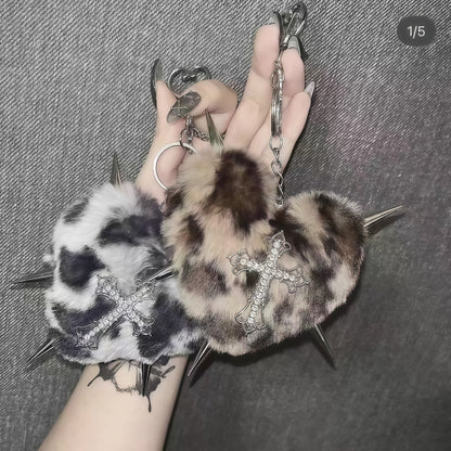 Y2K Leopard Plush Bag Charm