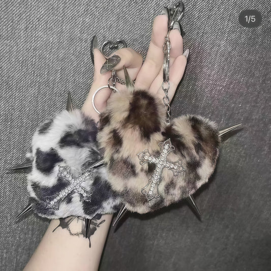 Y2K Leopard Plush Bag Charm