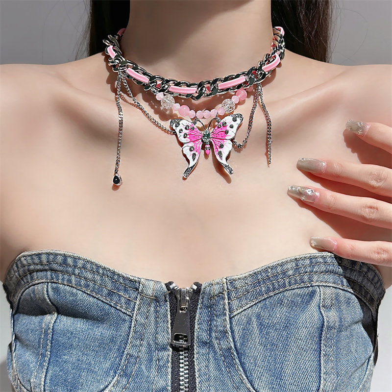 Butterfly Dream Necklace – Y2K Fairycore Pink Romantic Jewelry