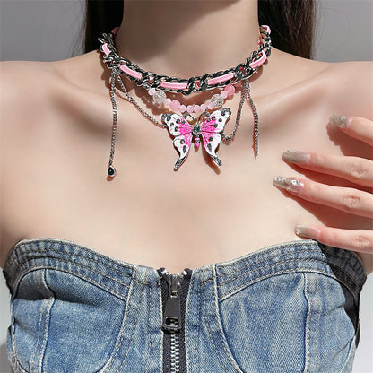 Butterfly Dream Necklace – Y2K Fairycore Pink Romantic Jewelry