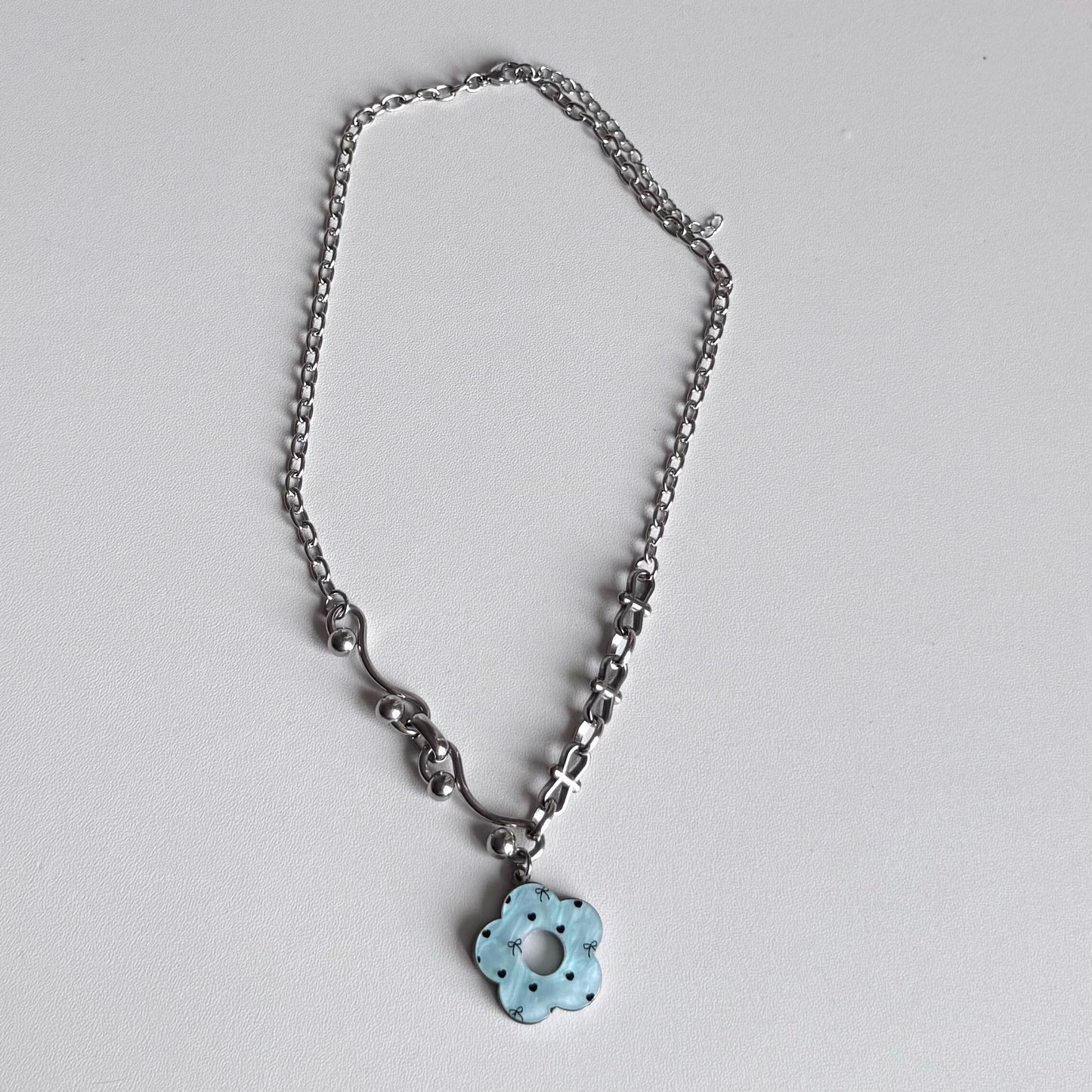 Blue Flower Necklace — Y2K Fairycore Floral Charm Necklace