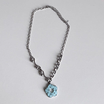 Blue Flower Necklace — Y2K Fairycore Floral Charm Necklace