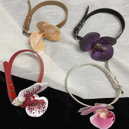 Orchid Bloom Choker — Y2K Floral Statement Collar Necklace