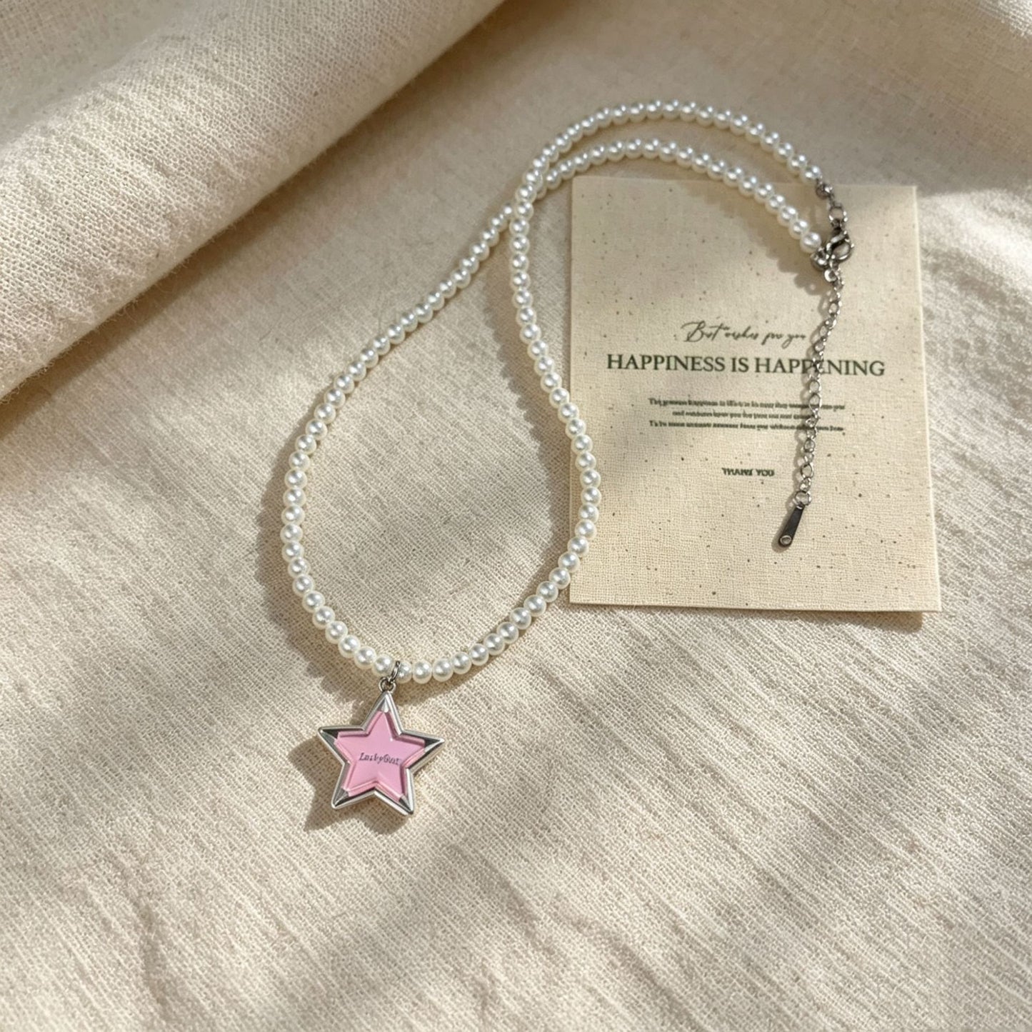 Lucky Star Pearl Necklace — Y2K Coquette Charm Necklace