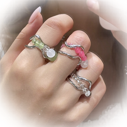 Colorful Charm Ring — Y2K Fairycore Beaded Statement Ring