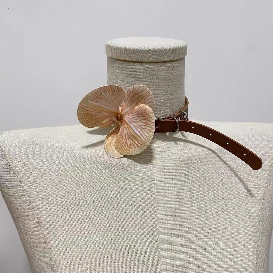 Orchid Bloom Choker — Y2K Floral Statement Collar Necklace