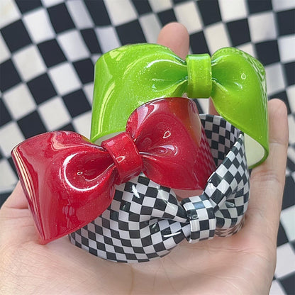 Oversized Bow Bracelet — Y2K Coquette Acrylic Statement Bangle