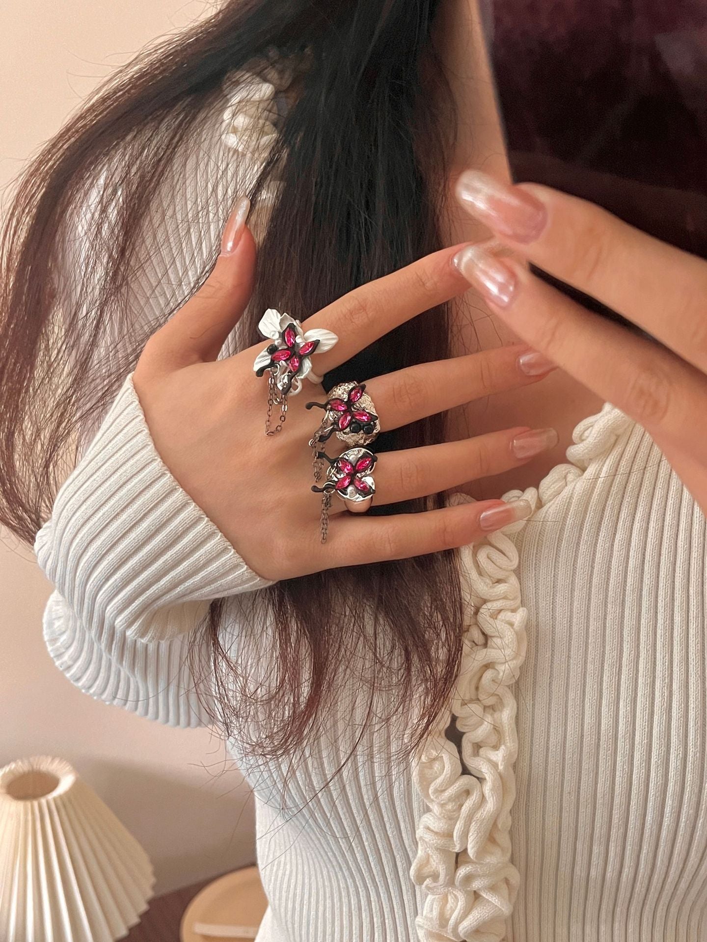 Butterfly Crystal Ring — Y2K Fairycore Gothic Statement Ring
