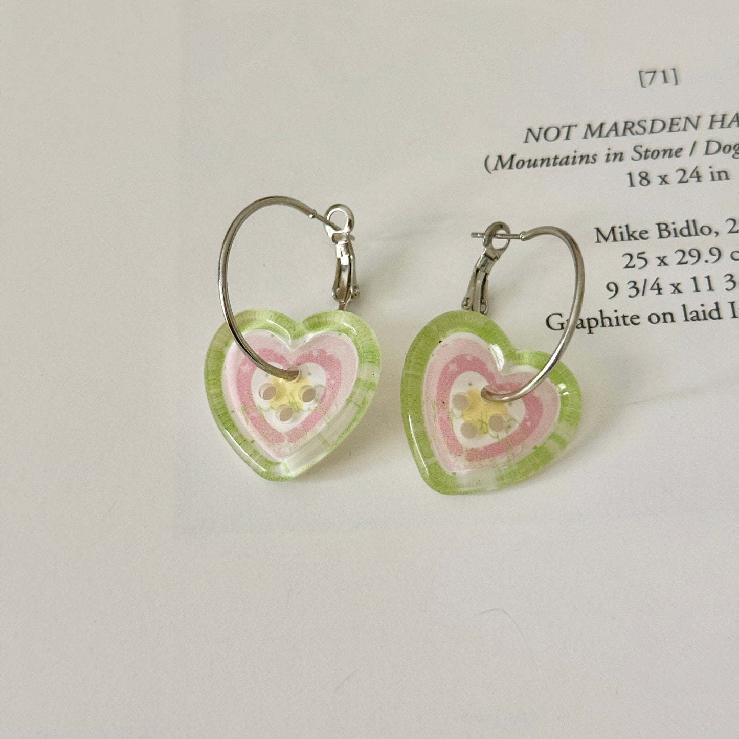 Heart Button Hoop Earrings — Y2K Kawaii Coquette Statement Earrings