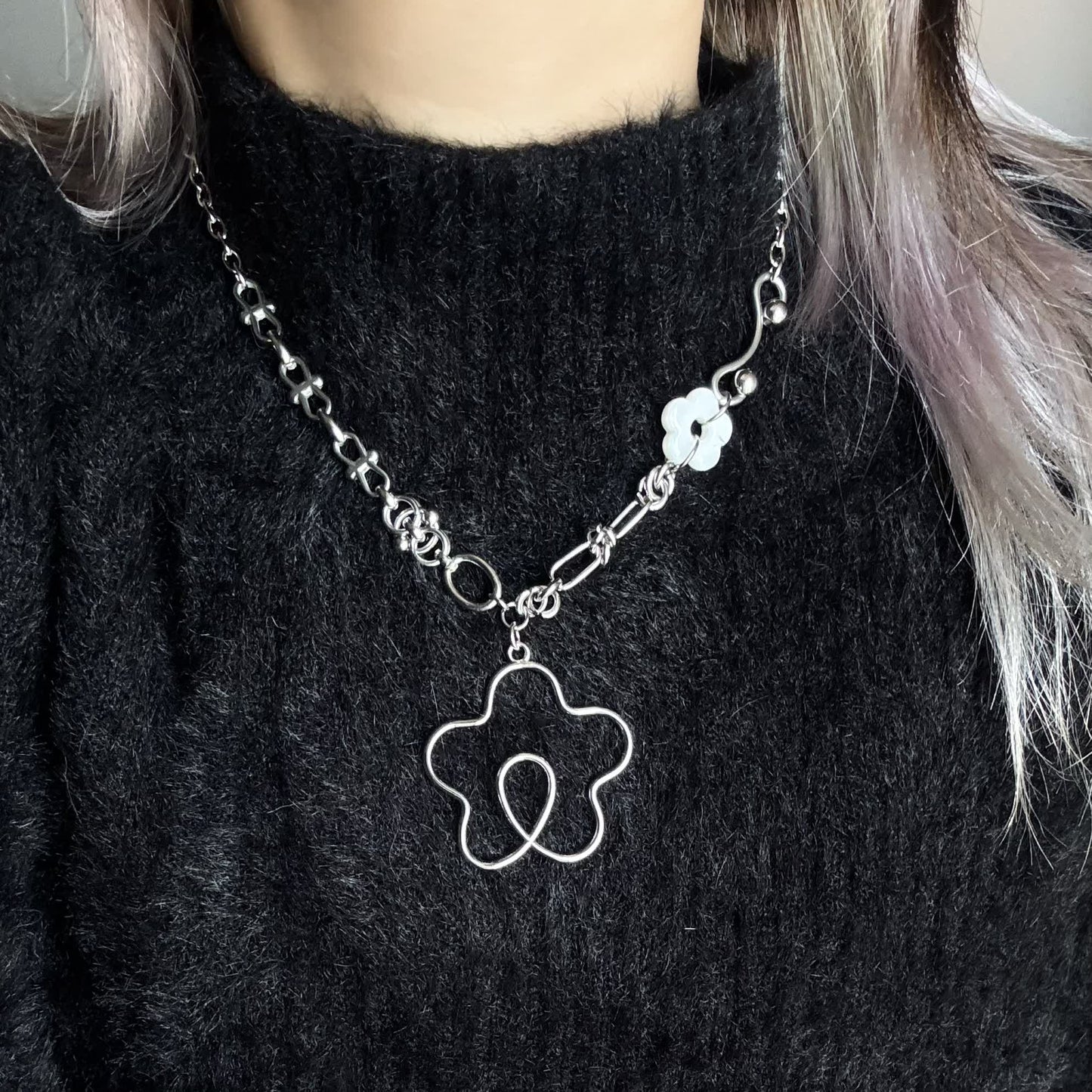 Dream Bloom Necklace — Silver Floral Charm Necklace