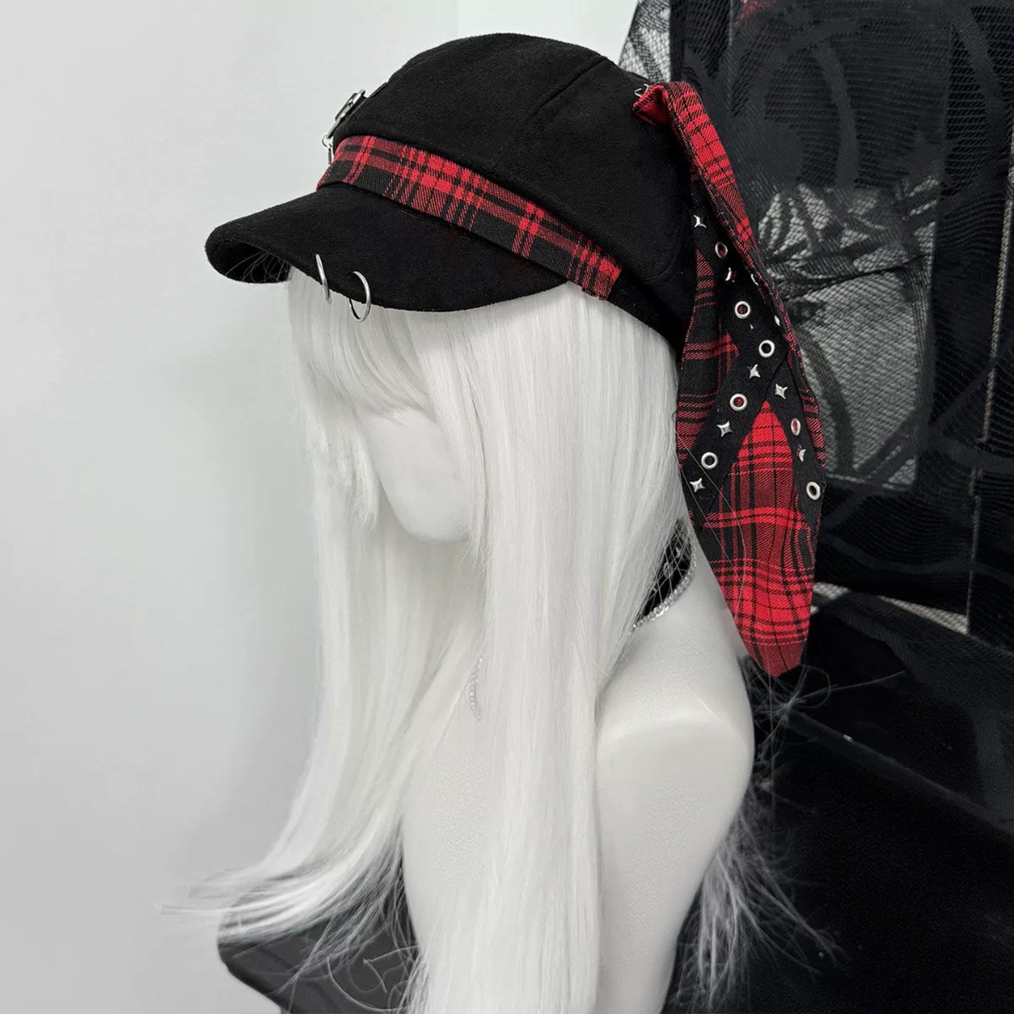 Y2K Plaid Ear Flap Beret Hat