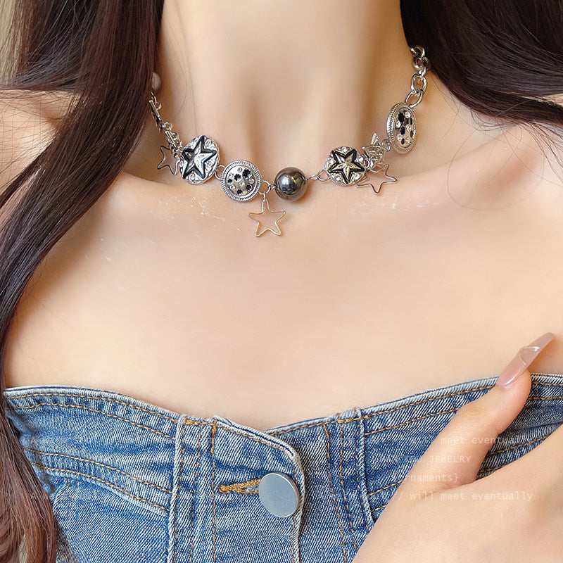 Starlit Dream Necklace – Y2K Celestial Fairycore Silver Jewelry