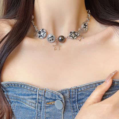 Starlit Dream Necklace – Y2K Celestial Fairycore Silver Jewelry
