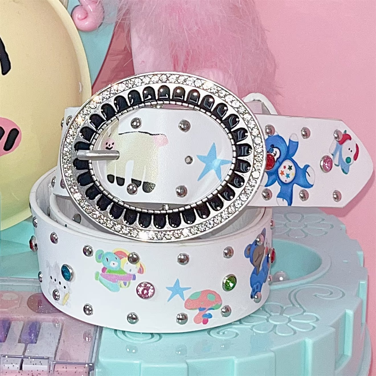 Y2K Cartoon Rhinestone Belt