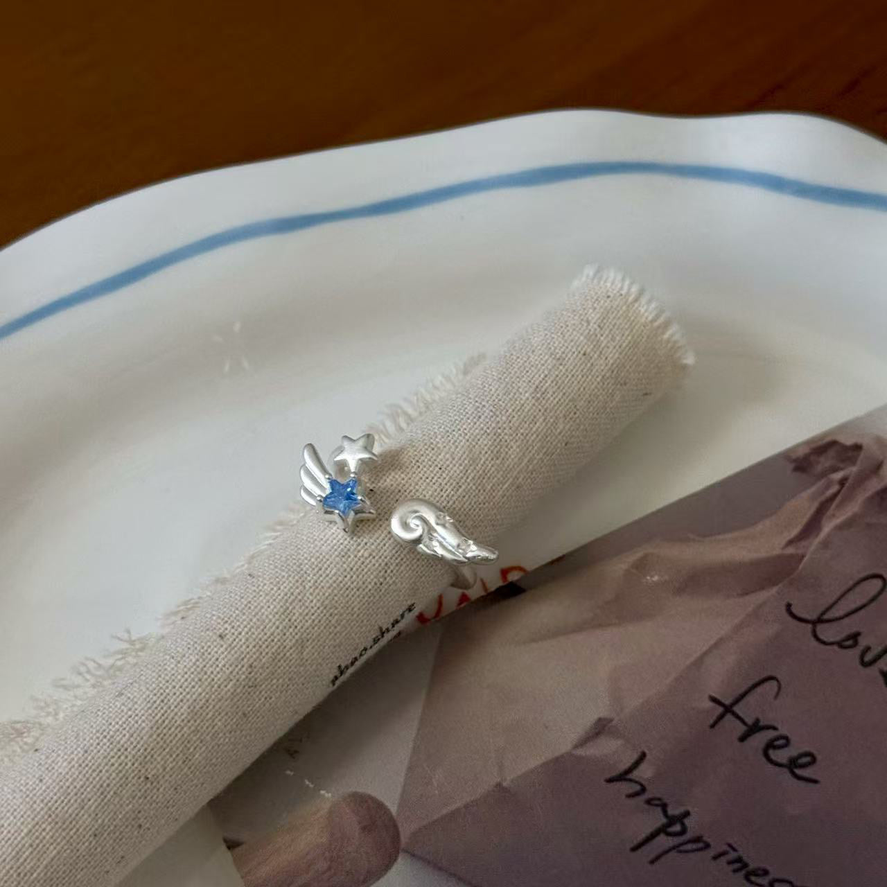 Galaxy Shooting Star Ring | Silver Tone Star Charm Statement Ring