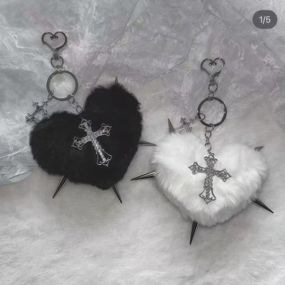 Y2K Heart Fur Bag Charm